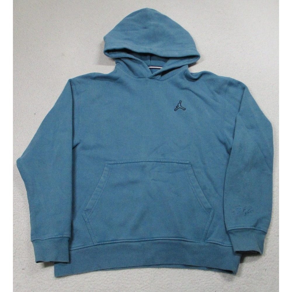 Jordan Hoodie Mens Medium Blue Fleece Pullover Pocket Jumpman Logo DA9818-415